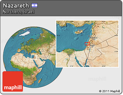 Satellite Location Map of Nazareth