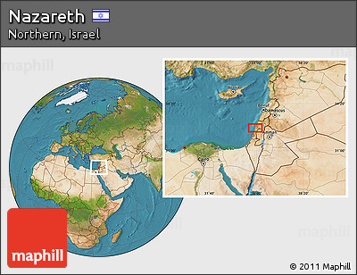 Satellite Location Map of Nazareth