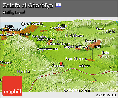 Physical Panoramic Map of Zalafa El Gharbīya