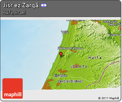 Physical Panoramic Map of Jisr Ez Zarqā