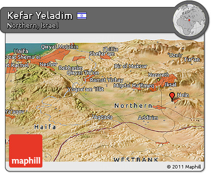 Satellite Panoramic Map of Kefar Yeladim