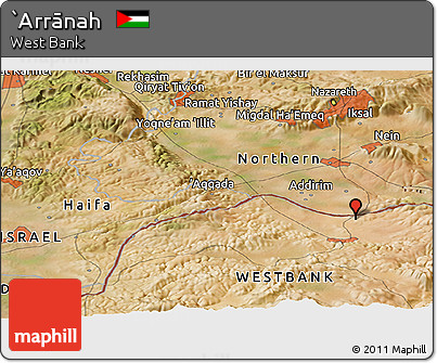 Satellite Panoramic Map of `Arrānah