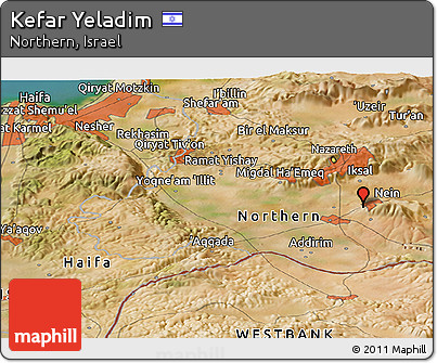Satellite Panoramic Map of Kefar Yeladim