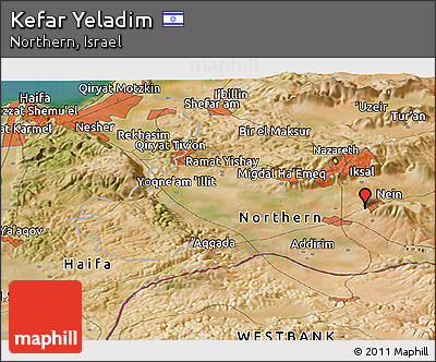 Satellite Panoramic Map of Kefar Yeladim