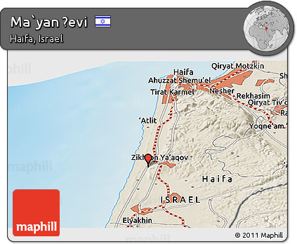 Shaded Relief Panoramic Map of Ma`yan Ẕevi