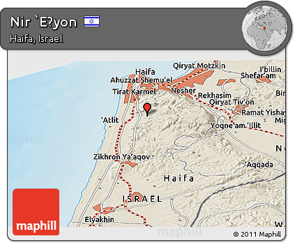 Shaded Relief Panoramic Map of Nir `Eẕyon