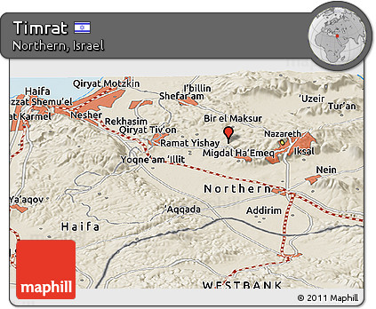 Shaded Relief Panoramic Map of Timrat