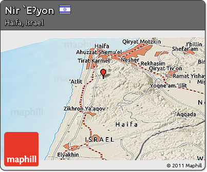 Shaded Relief Panoramic Map of Nir `Eẕyon