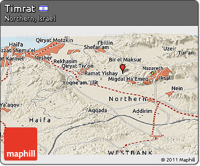 Shaded Relief Panoramic Map of Timrat