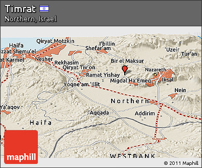 Shaded Relief Panoramic Map of Timrat