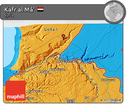 Political 3D Map of Kafr Al Mā'