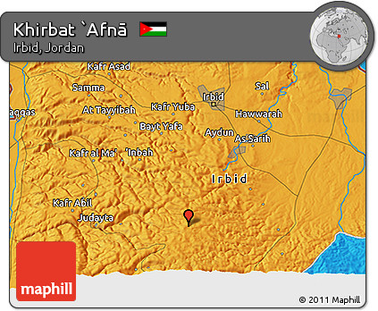 Political 3D Map of Khirbat `Afnā