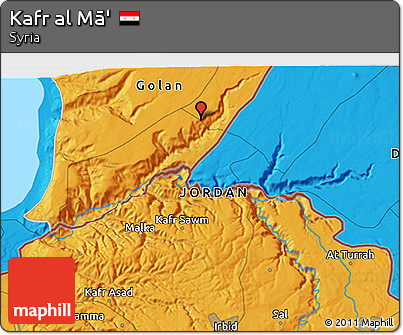 Political 3D Map of Kafr Al Mā'