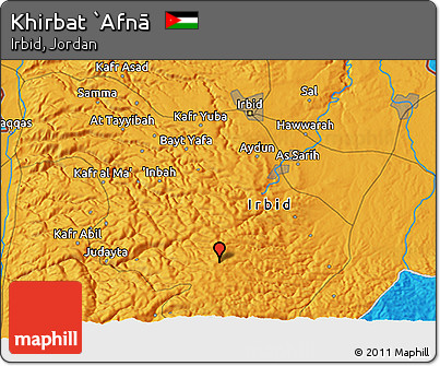 Political 3D Map of Khirbat `Afnā