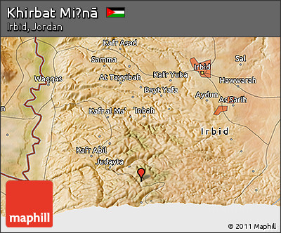 Satellite 3D Map of Khirbat Miḩnā
