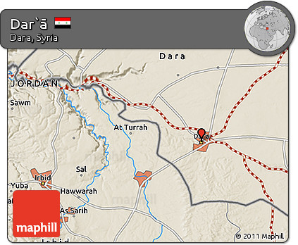 Shaded Relief 3D Map of Dar`ā