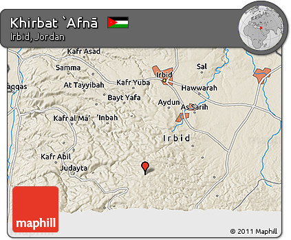 Shaded Relief 3D Map of Khirbat `Afnā
