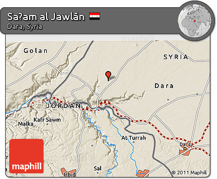 Shaded Relief 3D Map of Saḩam Al Jawlān
