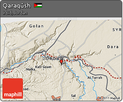 Shaded Relief 3D Map of Qaraqūsh
