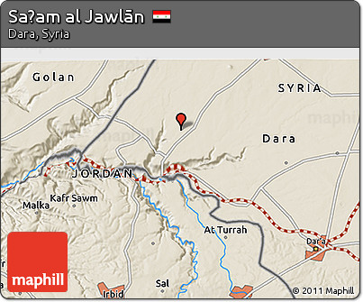 Shaded Relief 3D Map of Saḩam Al Jawlān