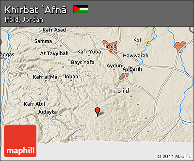 Shaded Relief 3D Map of Khirbat `Afnā