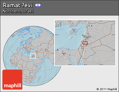 Gray Location Map of Ramat Ẕevi, hill shading