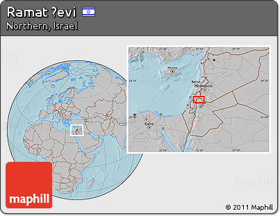Gray Location Map of Ramat Ẕevi, hill shading