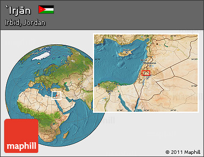 Satellite Location Map of `Irjān