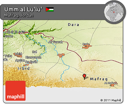 Physical Panoramic Map of Umm Al Lu'lu'