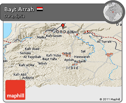 Shaded Relief Panoramic Map of Bayt Arrah