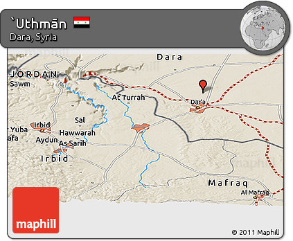 Shaded Relief Panoramic Map of `Uthmān