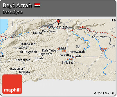 Shaded Relief Panoramic Map of Bayt Arrah