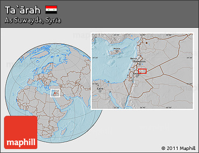 Gray Location Map of Ta`ārah, hill shading