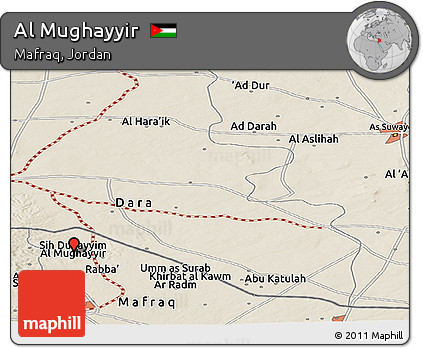 Shaded Relief Panoramic Map of Al Mughayyir