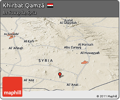 Shaded Relief Panoramic Map of Khirbat Qamzā