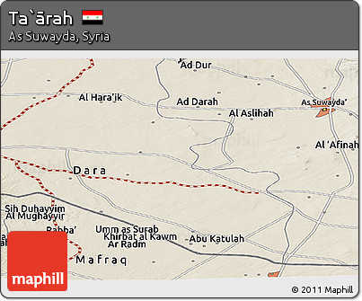 Shaded Relief Panoramic Map of Ta`ārah