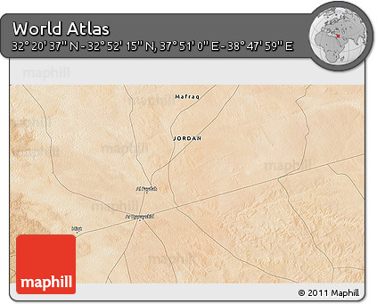 Satellite 3D Map of the Area around 32° 36' 26" N, 38° 19' 30" E