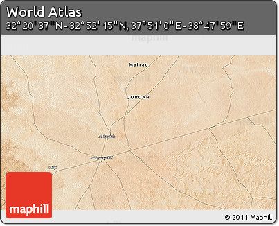 Satellite 3D Map of the Area around 32° 36' 26" N, 38° 19' 30" E