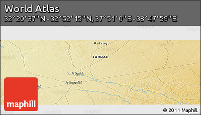 Physical Panoramic Map of the Area around 32° 36' 26" N, 38° 19' 30" E