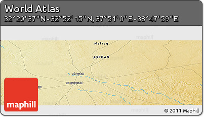 Physical Panoramic Map of the Area around 32° 36' 26" N, 38° 19' 30" E