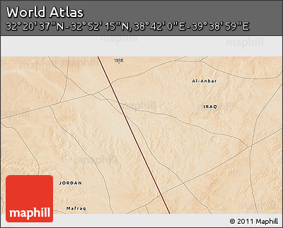 Satellite 3D Map of the Area around 32° 36' 26" N, 39° 10' 29" E