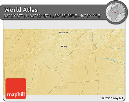 Physical 3D Map of the Area around 32° 36' 26" N, 40° 1' 29" E