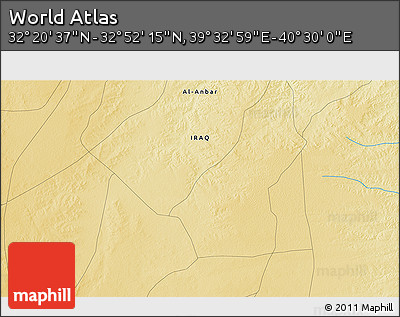 Physical 3D Map of the Area around 32° 36' 26" N, 40° 1' 29" E