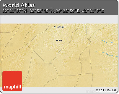 Physical 3D Map of the Area around 32° 36' 26" N, 40° 1' 29" E