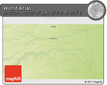 Physical 3D Map of the Area around 32° 36' 26" N, 41° 43' 30" E