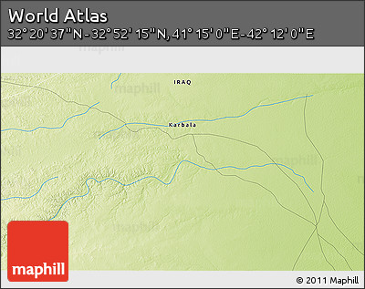 Physical 3D Map of the Area around 32° 36' 26" N, 41° 43' 30" E