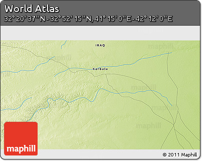 Physical 3D Map of the Area around 32° 36' 26" N, 41° 43' 30" E