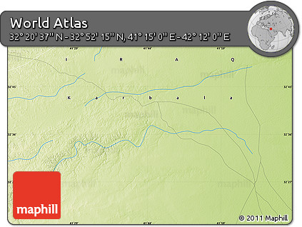 Physical Map of the Area around 32° 36' 26" N, 41° 43' 30" E