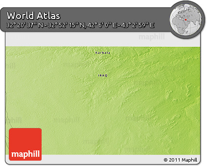 Physical 3D Map of the Area around 32° 36' 26" N, 42° 34' 30" E