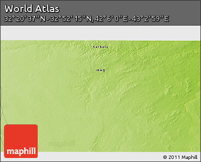 Physical 3D Map of the Area around 32° 36' 26" N, 42° 34' 30" E